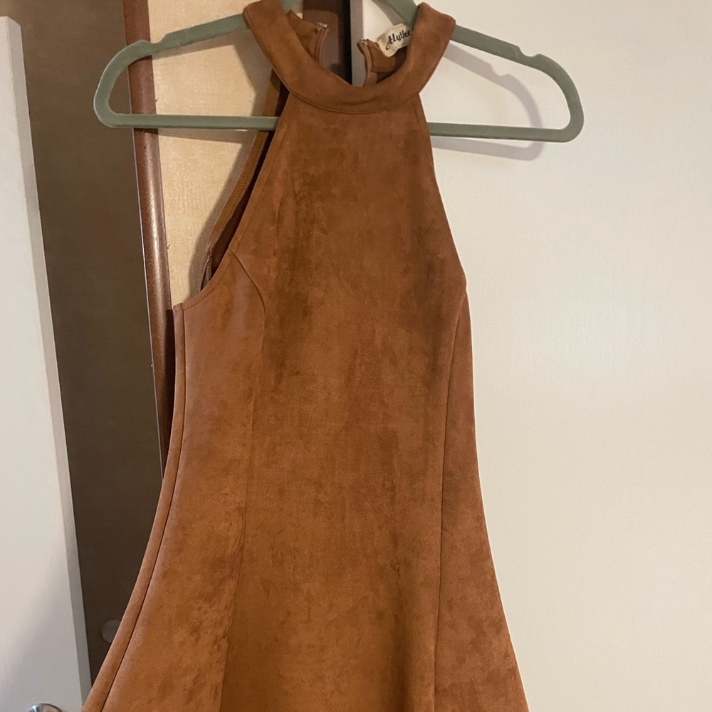 Brown Suede Sleeveless Dress